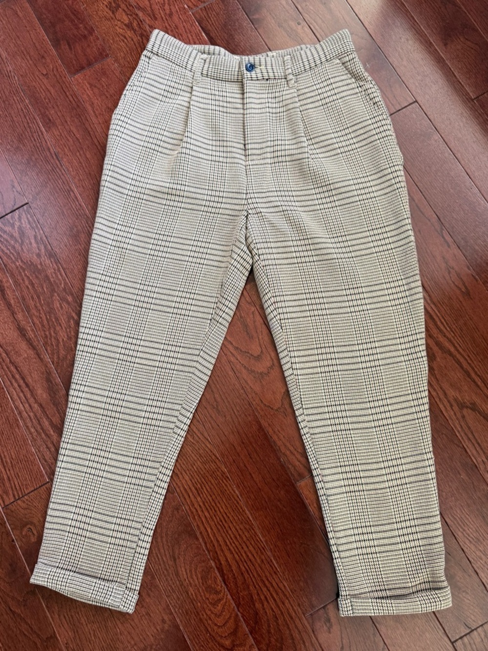 Zara Brown Plaid Cropped Trousers Pants Women’s Size Small